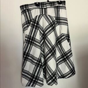 Eloquii Black and White Plaid A-Line Skirt